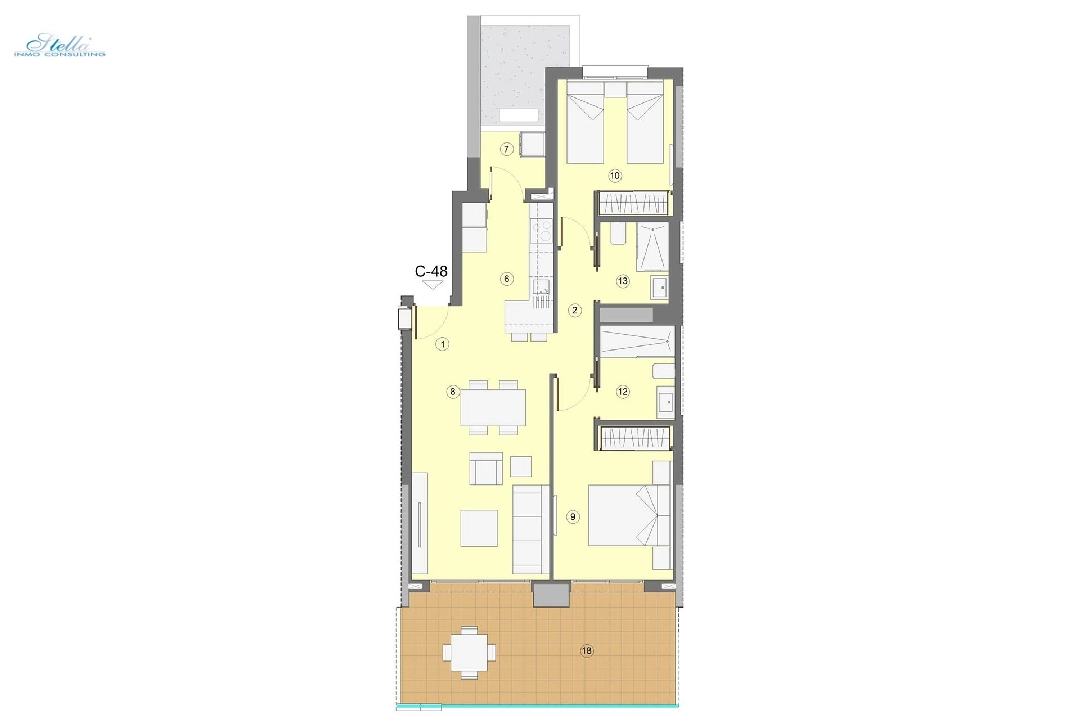 apartamento en la planta superior en Benidorm en venta, superficie 94 m², estado first owner, aire acondicionado, 2 dormitorios, 2 banos, piscina, ref.: HA-BEN-112-A02-10